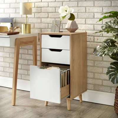 Este 3 Drawer Filing Cabinet Natural/White - Buylateral 3 Este 3 Drawer Filing Cabinet Natural/White - Buylateral - Image 3
