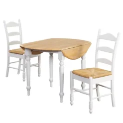 3pc Ladder Back Drop Leaf Dining Set Wood/White - Buylateral -Buylateral GUEST 2f58daba 0637 4ba0 8fa8 33363b2507ac