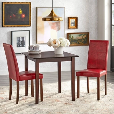 3pc Newark Parson Dining Set Walnut/Red - Buylateral 1 3pc Newark Parson Dining Set Walnut/Red - Buylateral