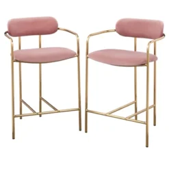 24" Set Of 2 Retro Velvet Counter Height Barstools - Buylateral -Buylateral GUEST 594ad79a 8ad2 4f90 8f1d 0e4665d68c0b
