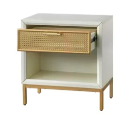 Lati Rattan Drawer End Table White/Natural - Buylateral -Buylateral GUEST 59eafa8d ecb7 42cb 8907 520d2d9c780a
