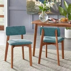 4pc Nettie Mid-Century Modern Dining Set With Bench Walnut/Teal - Buylateral -Buylateral GUEST 7bbe3003 7bc4 46fa 96c2 4c125c385dab
