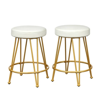 Set Of 2 24" Mazzini Faux Leather And Metal Counter Height Barstools - Buylateral 6 Set Of 2 24" Mazzini Faux Leather And Metal Counter Height Barstools - Buylateral - Image 6