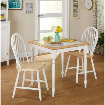 3pc Chester Tile Top Dining Set White/Natural - Buylateral 1 3pc Chester Tile Top Dining Set White/Natural - Buylateral