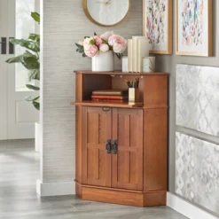 Mission 2 Door 1 Drawer Corner Storage Cabinet Oak - Buylateral -Buylateral GUEST 9636a05b ff0a 4faf 81fb f47e8e914aaf
