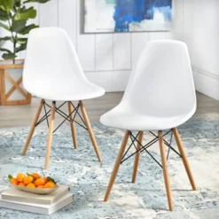 Set Of 2 Elba Dining Chairs White/Natural - Buylateral