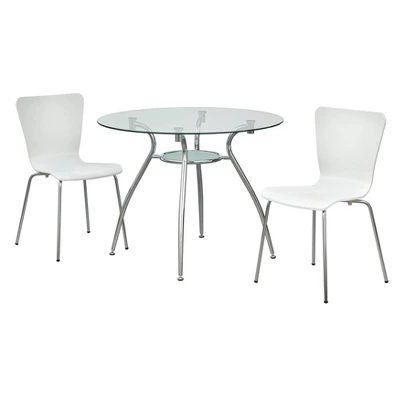 3pc Itza Round Glass Top And Chrome Base Dining Set - Buylateral 10 3pc Itza Round Glass Top And Chrome Base Dining Set - Buylateral - Image 10
