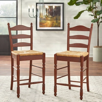 Set Of 2 24" Ladder Back Counter Height Barstools - Buylateral 1 Set Of 2 24" Ladder Back Counter Height Barstools - Buylateral