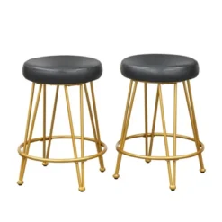 Set Of 2 24" Mazzini Faux Leather And Metal Counter Height Barstools - Buylateral 10 Set Of 2 24" Mazzini Faux Leather And Metal Counter Height Barstools - Buylateral -Buylateral GUEST edb68f6e 6c76 42ee b8fc 1404e2b1497e