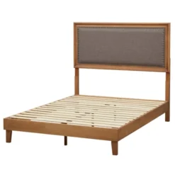 Queen Shaye Upholstered And Rustic Wood Bed - Buylateral -Buylateral GUEST eef08e10 46af 4de5 9530 84e54199b589